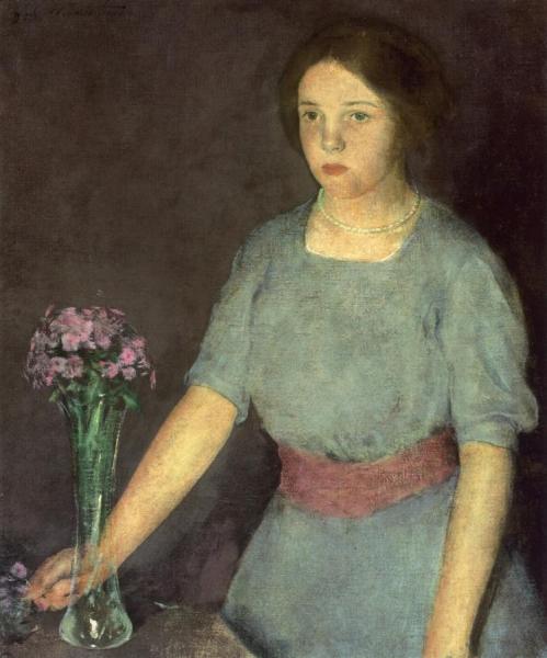 Girl With Vase by Charles W. Hawthorne