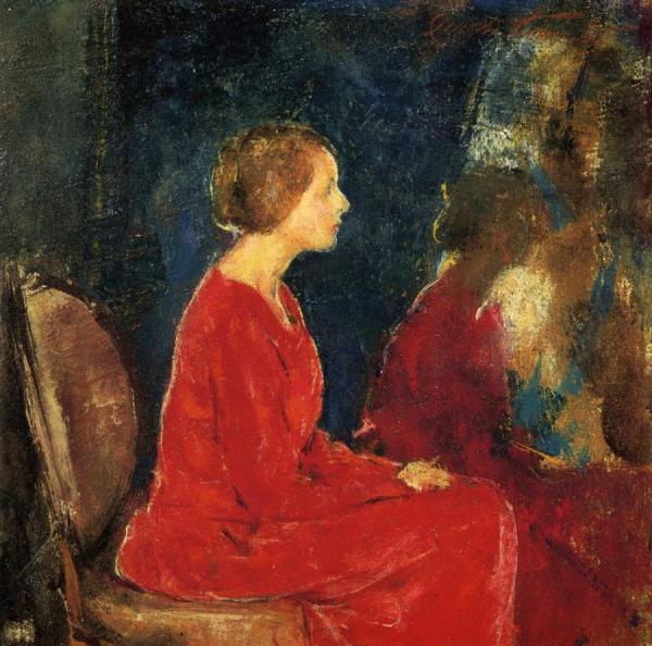 The Red Dress by Charles W. Hawthorne