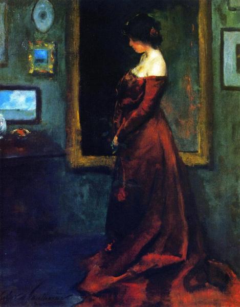 The Red Gown by Charles W. Hawthorne