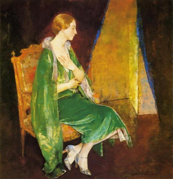 Woman In Green by Charles W. Hawthorne