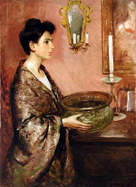 Woman With A Green Bowl by Charles W. Hawthorne