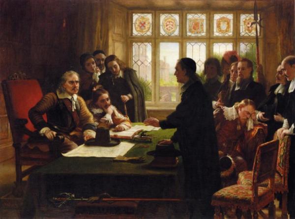 Oliver Cromwell And His Secretary John Milton, Receiving A Deputation Seeking Aid For The Swiss Protestants by Charles West Cope