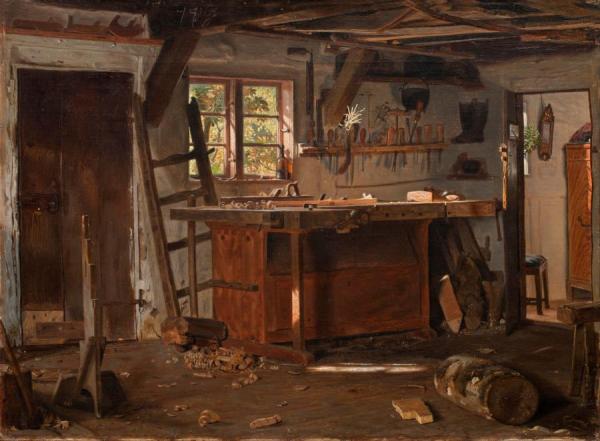 A Carpenter's Workshop by Christen Dalsgaard Oil Painting Reproductions