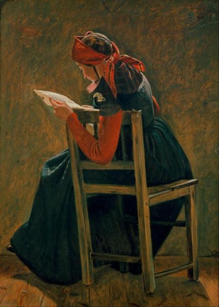 A Young Girl Frem Salling Reading by Christen Dalsgaard