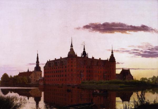 Fredericksborg Castle In The Evening Light by Christen Kobke Oil Painting Reproductions