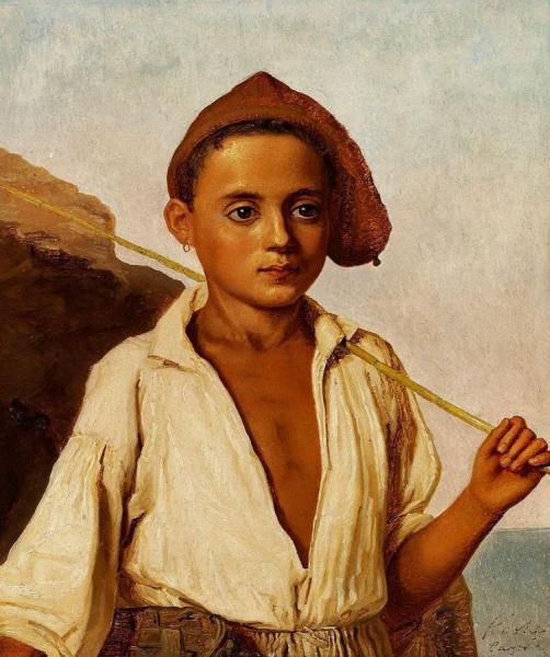 Portrait Of A Young Fisher Boy From Capri by Christen Kobke