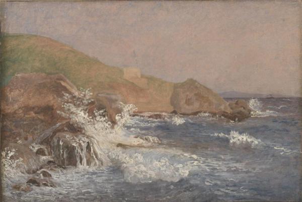Rough Sea On A Rocky Coast by Christen Kobke Oil Painting Reproductions