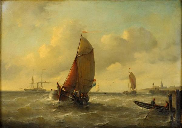 Returning From Fishing by Christiaan Cornelis Kannemans