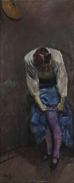 Girl Who Binds Her Garter by Christian Krohg Oil Painting Reproductions