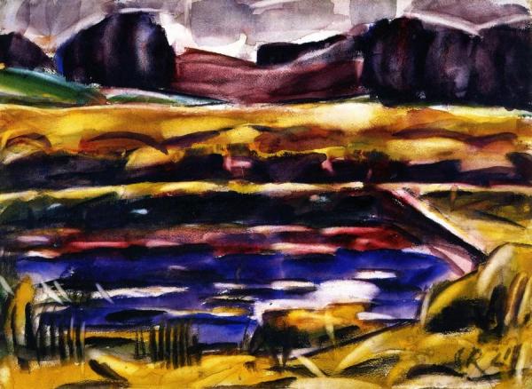 Barvarian Landscape With Pond by Christian Rohlfs