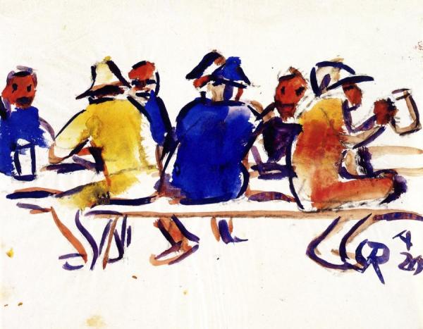 Bauern Vorm Wirtshaus by Christian Rohlfs