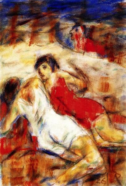 Girls On The Beach by Christian Rohlfs