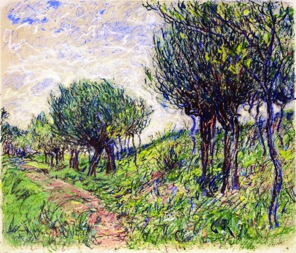 Hügelige Landschaft Mit Bäumen Und Weg by Christian Rohlfs