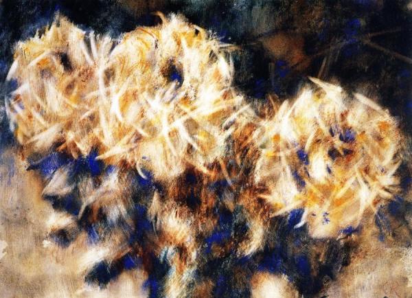 Three Chrysanthemums In A Pitcher by Christian Rohlfs