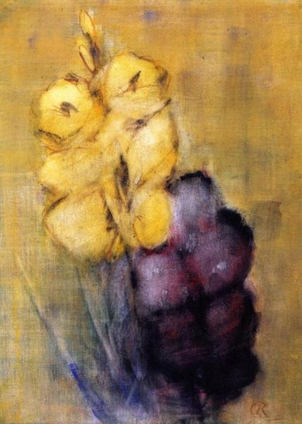 Yellow And Violet Gladioli by Christian Rohlfs