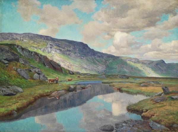 Budeie Ved Vanningssted,1914 by Christian Skredsvig