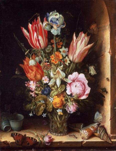 Still Life With Flowers In A Vase by Christoffel Van Den Berghe