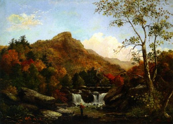 Autumn Landscape With Boy Fishing by Christopher Pearse Cranch