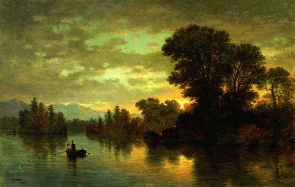 Landscape With Couple Boating by Christopher Pearse Cranch