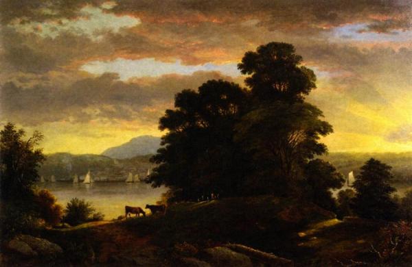 View On The Hudson (rondout) by Christopher Pearse Cranch Oil Painting Reproductions