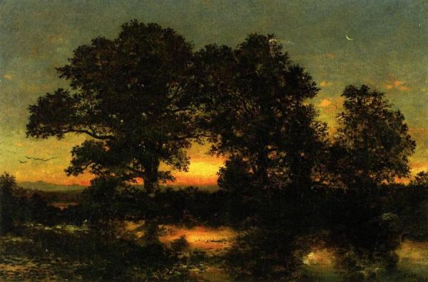 Wooded Landscape With Sunset by Christopher Pearse Cranch