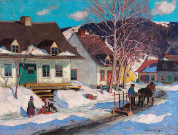 A Quebec Village Street, Winter by Clarence Gagnon