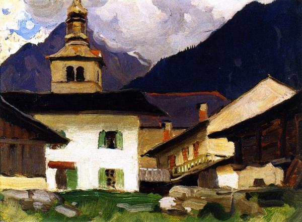 Church Of Les Houches, Haute-savoie, France by Clarence Gagnon