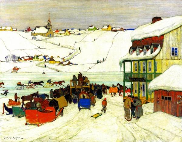 Horse Racing In Winter by Clarence Gagnon