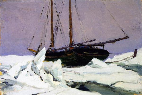 Schooner In The Ice Pack (study) by Clarence Gagnon Oil Painting Reproductions