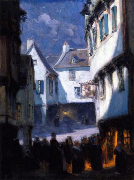Street, Monlight, Mont-saint-michel by Clarence Gagnon
