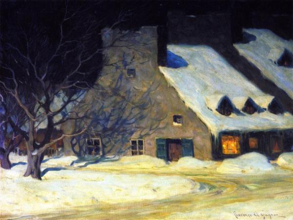 Street Scene, Quebec At Night by Clarence Gagnon