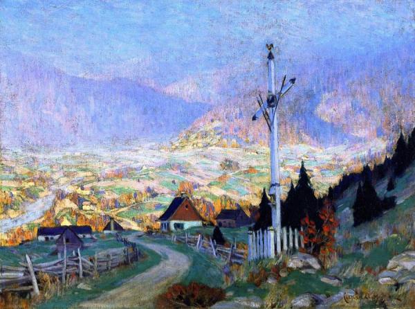 The Wayside Cross, Autumn by Clarence Gagnon Oil Painting Reproductions