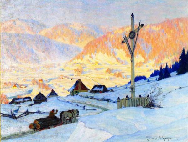 The Wayside Cross, Winter by Clarence Gagnon