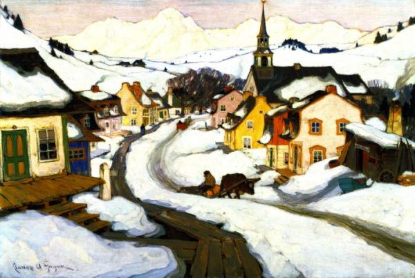 Village In The Laurentian Mountians by Clarence Gagnon