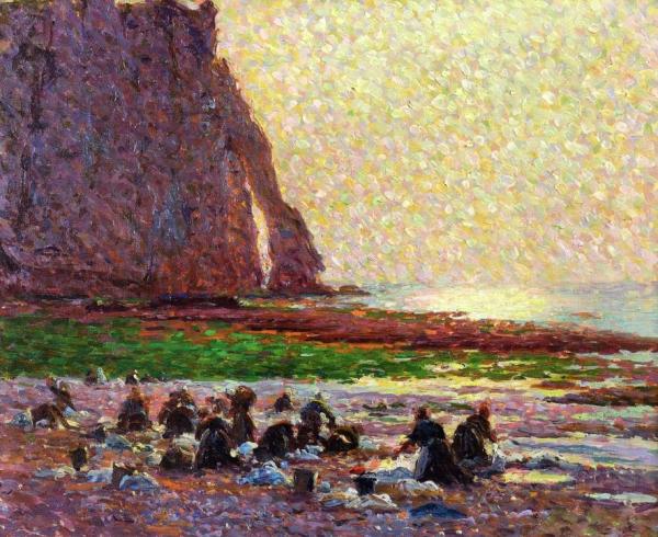 Laundresses By The Sea At Etretat by Claude-emil Schuffenecker