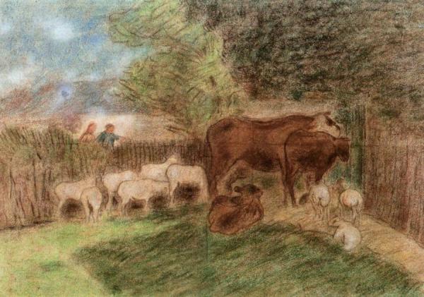 Sheep And Cows by Claude-emil Schuffenecker