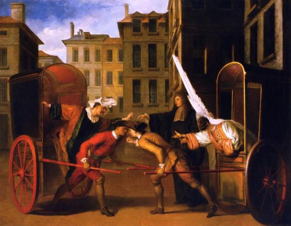 The Two Coaches by Claude Gillot