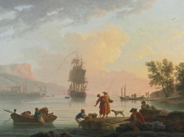 A Coastal Scene With Fishermen In The Foreground by Claude-joseph Vernet