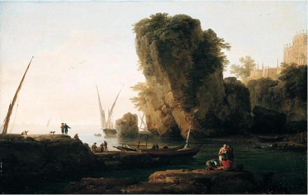 A Cove On A Rocky Mediterranean Landscape by Claude-joseph Vernet