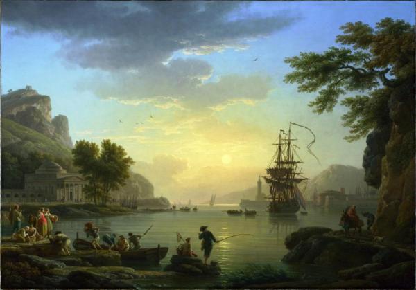 A Landscape At Sunset by Claude-joseph Vernet Oil Painting Reproductions