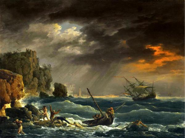 A Mediterranean Coastal Scene With A Shipwreck by Claude-joseph Vernet