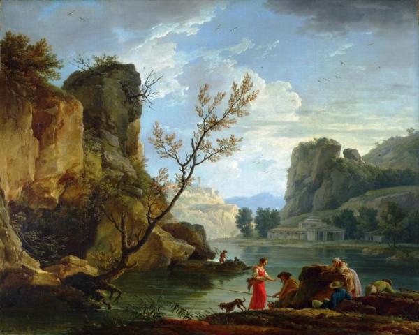 A River With Fishermen by Claude-joseph Vernet Oil Painting Reproductions