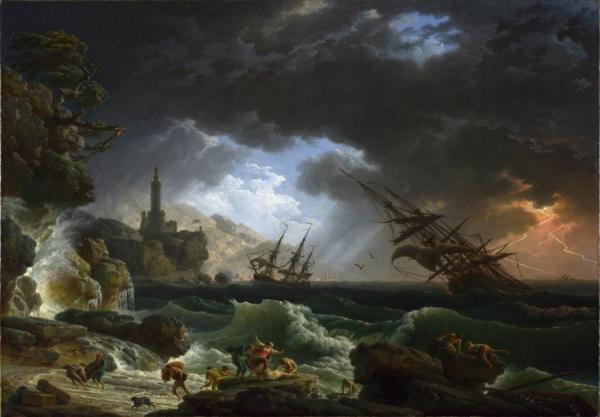 A Shipwreck In Stormy Seas by Claude-joseph Vernet