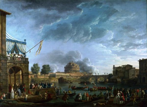 A Sporting Contest On The Tiber At Rome by Claude-joseph Vernet