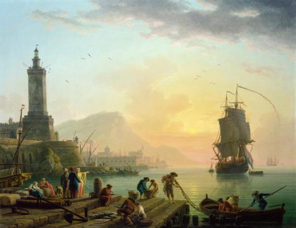 Calm At A Mediterranean Port by Claude-joseph Vernet