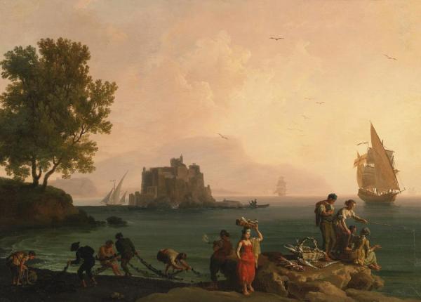 Coastal Landscape Near Naples by Claude-joseph Vernet Oil Painting Reproductions