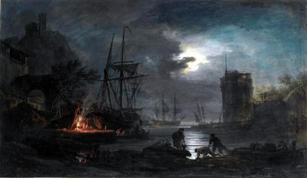 Moonlight by Claude-joseph Vernet Oil Painting Reproductions