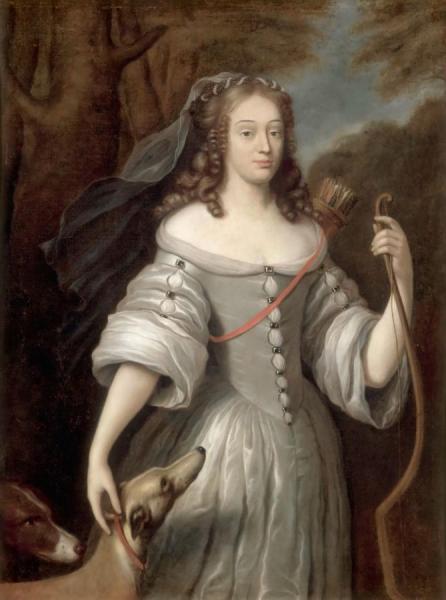 Portrait Of Louise-françoise De La Baume Le Blanc, Duchesse De La Vallière As Diana by Claude Lefebvre