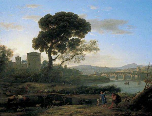 Landscape Near Rome With A View Of The Ponte Molle by Claude Lorrain Oil Painting Reproductions