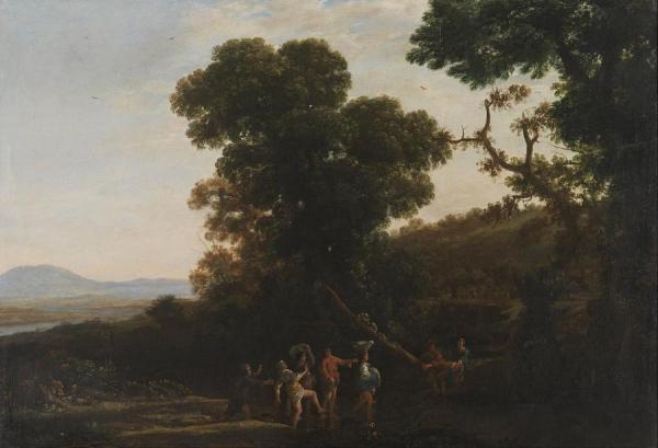 Landscape With Figures Wading Through A Stream by Claude Lorrain